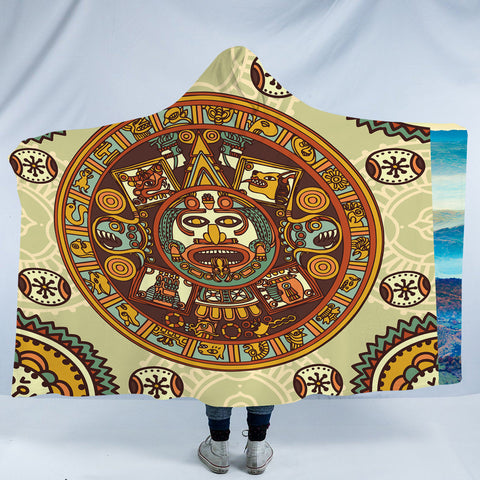 Image of Vintage Acient Aztec Zodiac SWLM3867 Hooded Blanket