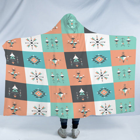 Image of Colorful Pastel Aztec Checkerboard SWLM3869 Hooded Blanket