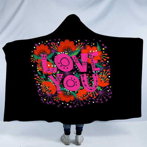 Image of Love You Typographic SWLM3871 Hooded Blanket