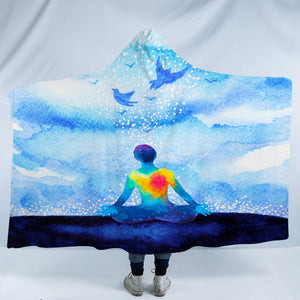 Human Heat Yoga Blue Theme SWLM3874 Hooded Blanket