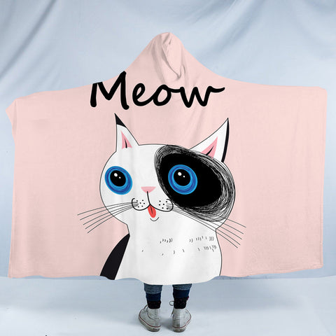 Image of Cute Cat Meow Pink Theme SWLM3875 Hooded Blanket