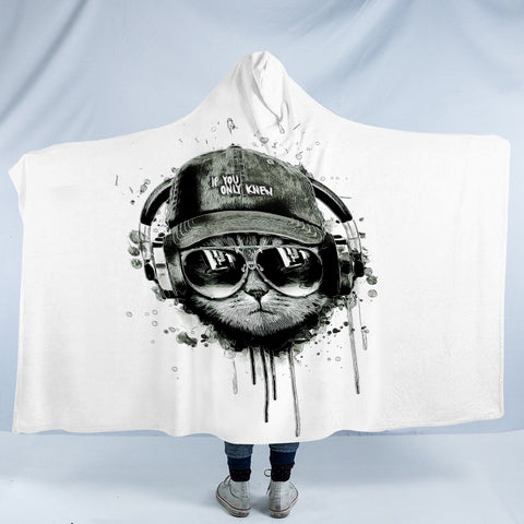 Image of Swag Sunglass Music Headphone Cat SWLM3880 Hooded Blanket