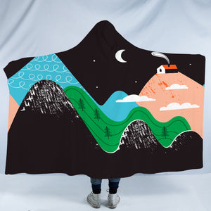 Cute Landscape On Mountain Illustration SWLM3884 Hooded Blanket