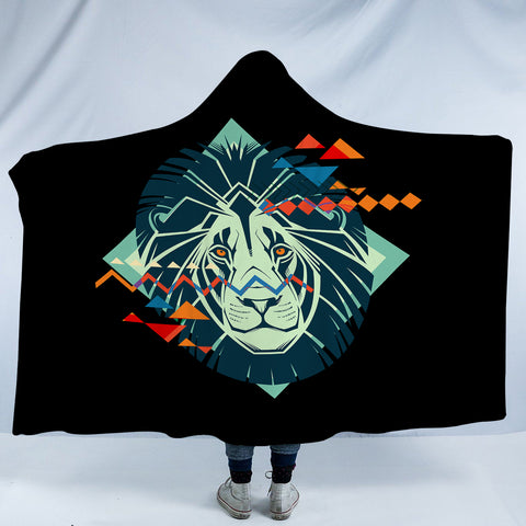 Image of Lion Triangle Geometric Illustration SWLM3917 Hooded Blanket