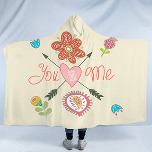 Cute Bohemian Arrow & Flowers Cartoon - You And Me SWLM3918 Hooded Blanket