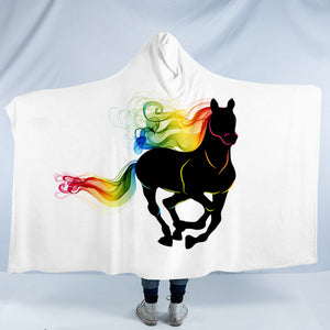 Rainbow Gradient Color Horse SWLM3921 Hooded Blanket