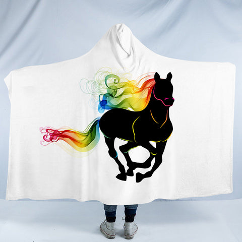 Image of Rainbow Gradient Color Horse SWLM3921 Hooded Blanket