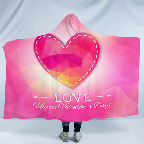 Image of Heart Geometric Valentine's Day SWLM3922 Hooded Blanket