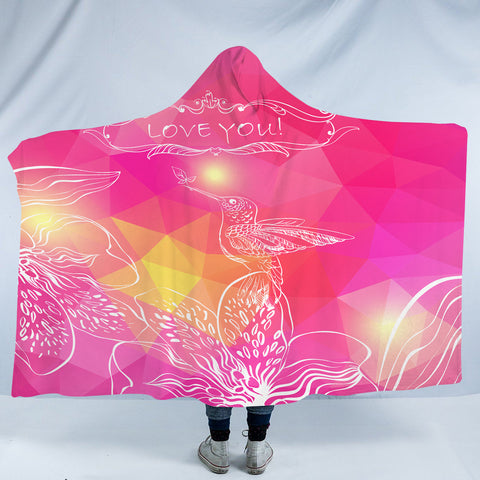 Image of Love You Bird On Flower Pink Theme SWLM3924 Hooded Blanket