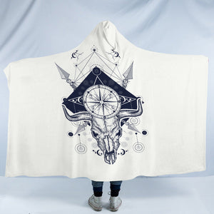 Vintage Buffalo Skull & Compass Sketch SWLM3928 Hooded Blanket