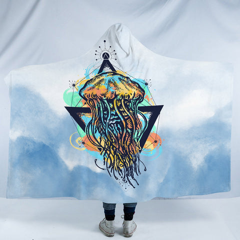 Image of Octopus Triangle - Watercolor Pastel Theme SWLM3933 Hooded Blanket