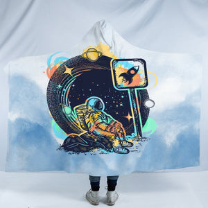 Outspace Astronaut - Watercolor Pastel Theme SWLM3934 Hooded Blanket