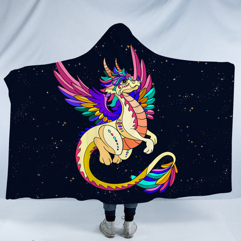 Image of Colorful Dragonfly Illustration SWLM3938 Hooded Blanket