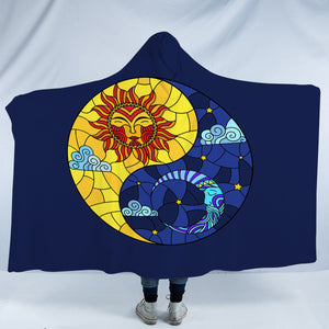 Yin Yang Sun & Moon Geometric SWLM3940 Hooded Blanket