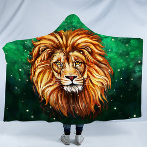 Watercolor Draw Lion Green Theme SWLM3941 Hooded Blanket