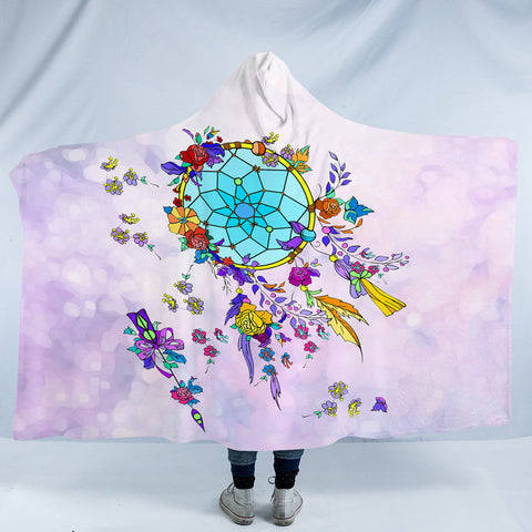 Image of Multicolor Floral Dream Catcher Purple SWLM3942 Hooded Blanket