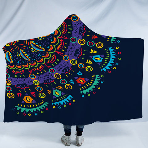 Image of Colorful Cartoon Mandala Navy Theme SWLM4097 Hooded Blanket
