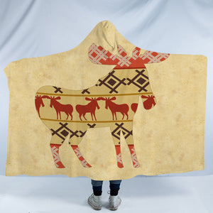 Reindeer Aztec Pattern SWLM4099 Hooded Blanket