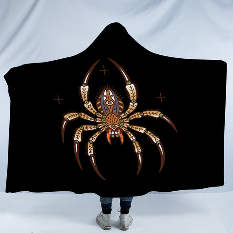 Image of Brown Mandala Spider SWLM4104 Hooded Blanket
