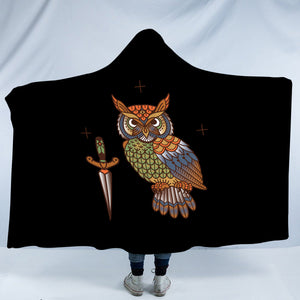Vintage Color Owl & Knife SWLM4105 Hooded Blanket