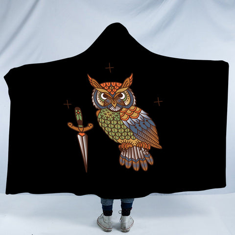 Image of Vintage Color Owl & Knife SWLM4105 Hooded Blanket