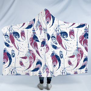 Navy & Purple Feather Monogram SWLM4108 Hooded Blanket