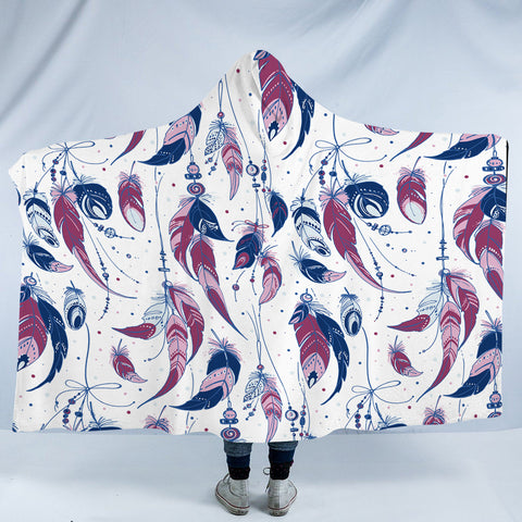 Image of Navy & Purple Feather Monogram SWLM4108 Hooded Blanket