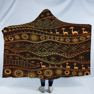Golden Acient Aztec Animal SWLM4116 Hooded Blanket
