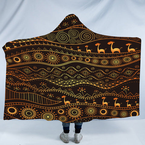 Image of Golden Acient Aztec Animal SWLM4116 Hooded Blanket