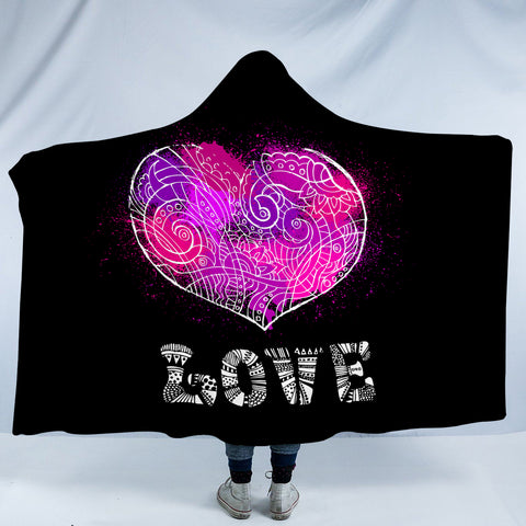 Image of Heart Love Mandala Pattern  SWLM4117 Hooded Blanket