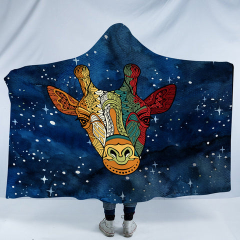 Image of Mandala Giraffe Galaxy Theme SWLM4118 Hooded Blanket