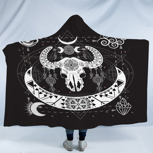 B&W Zodiac Buffalo Skull SWLM4119 Hooded Blanket