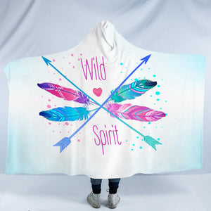 Gradient Pink & Blue Arrows - Wild & Spirit SWLM4120 Hooded Blanket