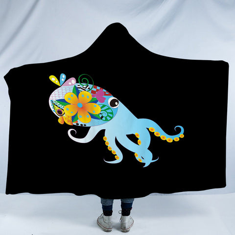 Image of Cute Cartoon Floral Octopus SWLM4217 Hooded Blanket