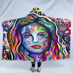 Colorful Watercolor Lady SWLM4218 Hooded Blanket