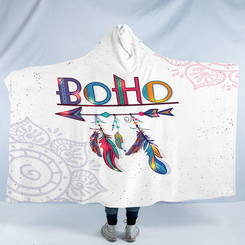 Image of Boho Feather Lotus Mandala Theme SWLM4219 Hooded Blanket