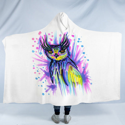 Image of Watercolor Owl Sketch SWLM4221 Hooded Blanket