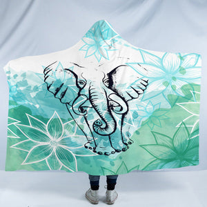 Elephant Sketch Lotus Mint Theme SWLM4227 Hooded Blanket