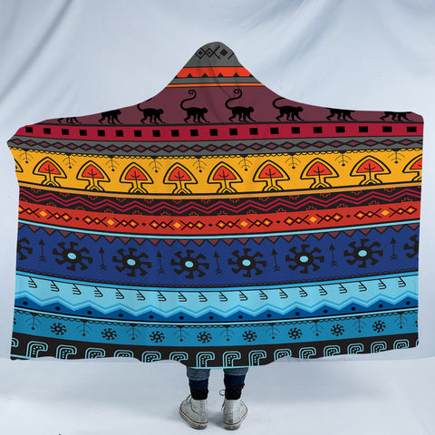 Image of Color Aztec Stripes SWLM4228 Hooded Blanket
