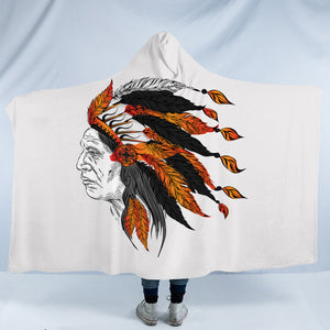 Orange Feather Bohemian Man SWLM4231 Hooded Blanket