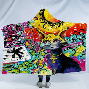 Colorful Curves Art Cat SWLM4232 Hooded Blanket