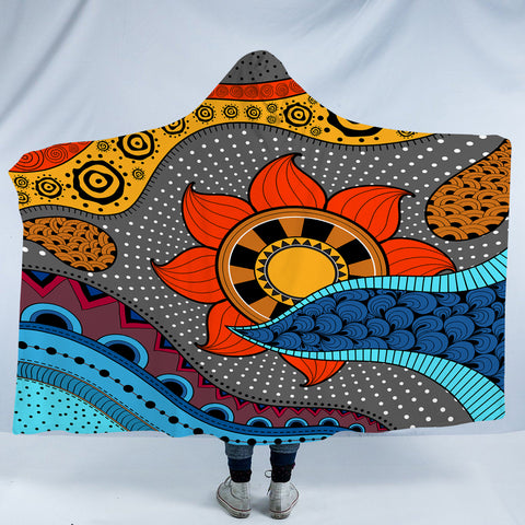 Image of Colorful Modern Japanese Art Mandala SWLM4234 Hooded Blanket