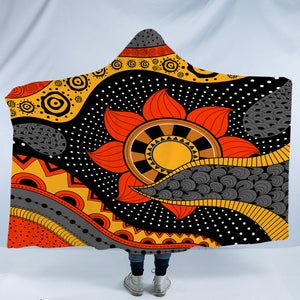 Colorful Modern Japanese Art Mandala Black SWLM4235 Hooded Blanket