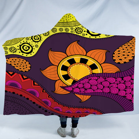 Image of Colorful Modern Japanese Art Mandala Purple SWLM4236 Hooded Blanket