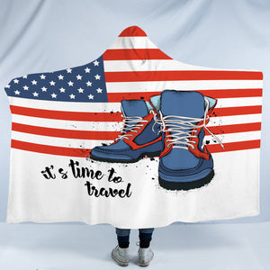 USA It's Time To Travel SWLM4238 Hooded Blanket