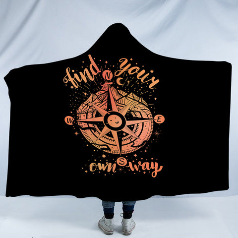 Image of Find Your Own Way - Vintage Compass Zodiac SWLM4240 Hooded Blanket