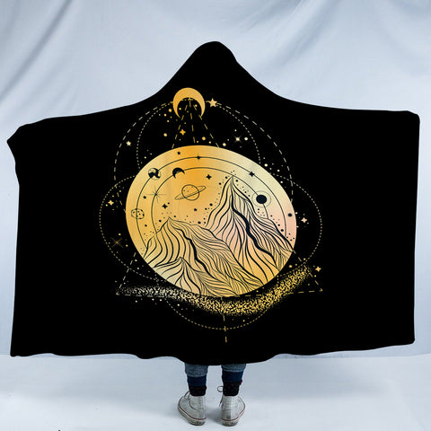 Image of Golden Galaxy Illustration Triangle Zodiac SWLM4242 Hooded Blanket