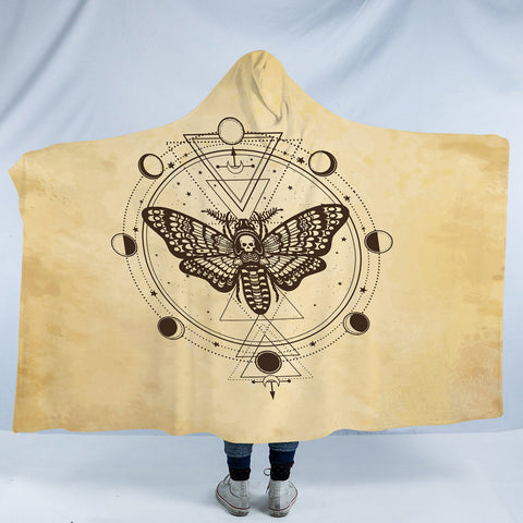 Image of Old School Skull Butterfly Zodiac SWLM4245 Hooded Blanket