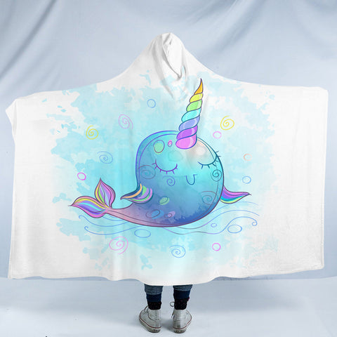 Image of Cute Cartoon Unicorn Whale SWLM4285 Hooded Blanket