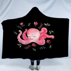 Cute Floral Pink Octopus SWLM4287 Hooded Blanket